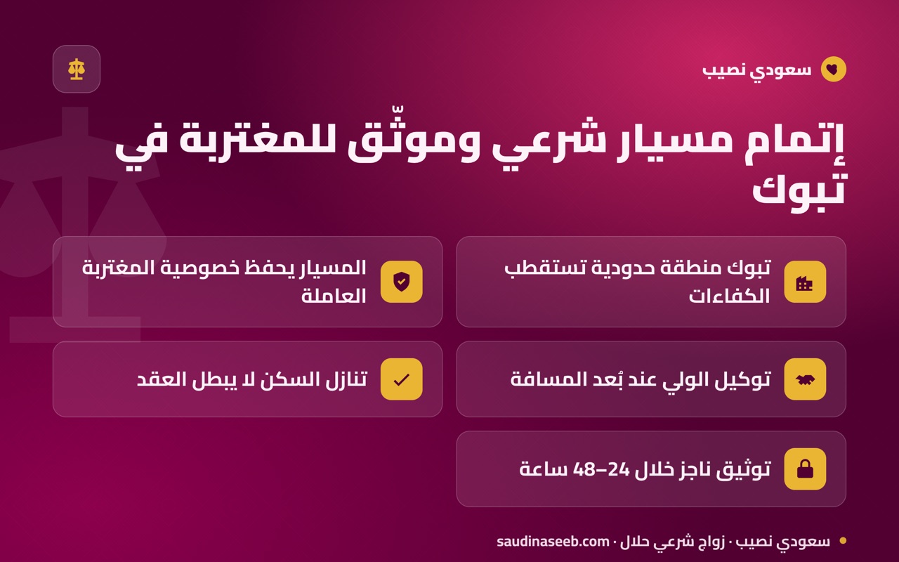 إتمام مسيار شرعي وموثّق للمغتربة في تبوك