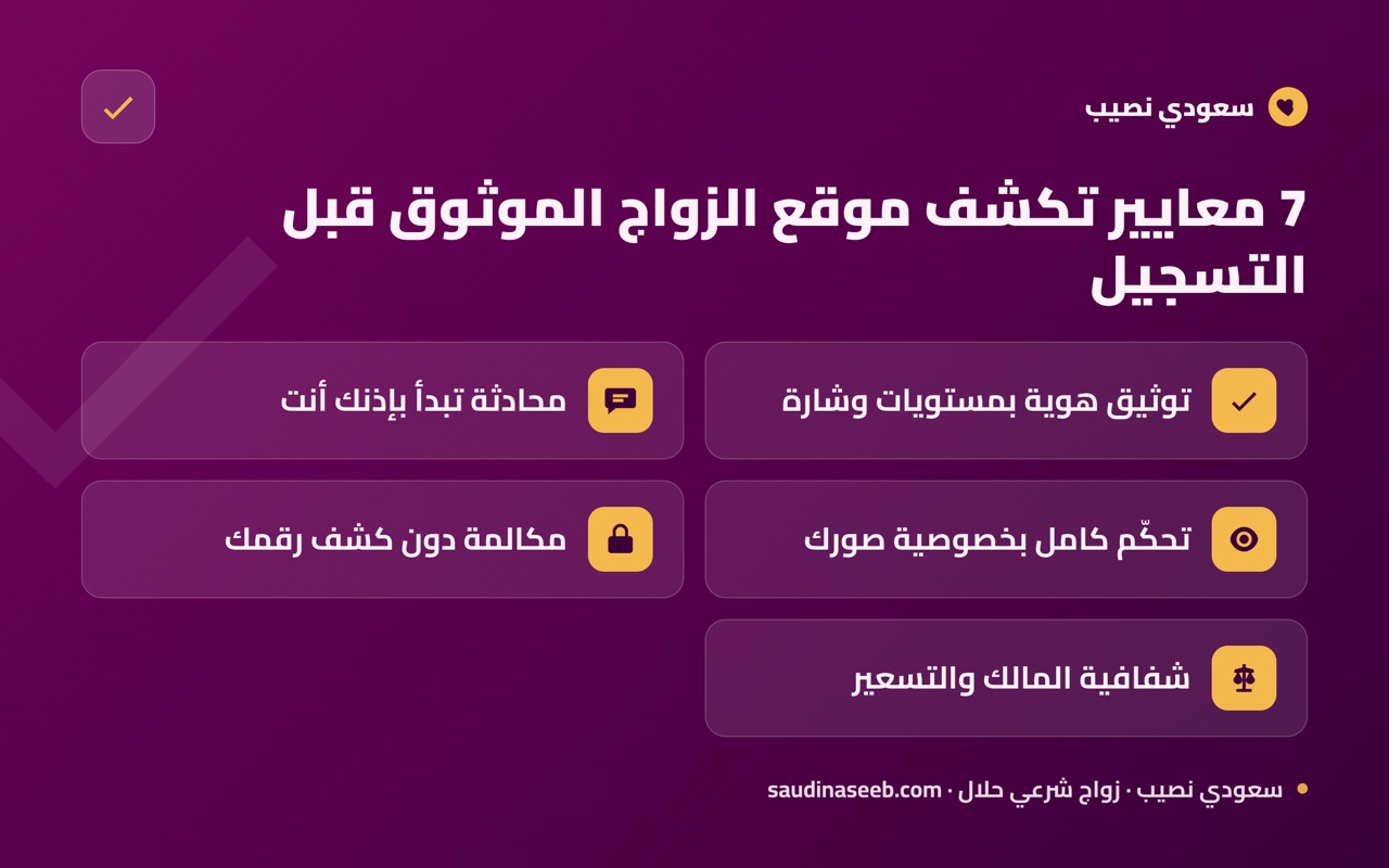 7 معايير تكشف موقع الزواج الموثوق قبل التسجيل