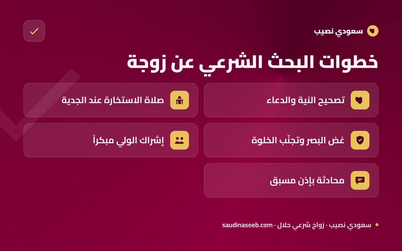 خطوات البحث الشرعي عن زوجة