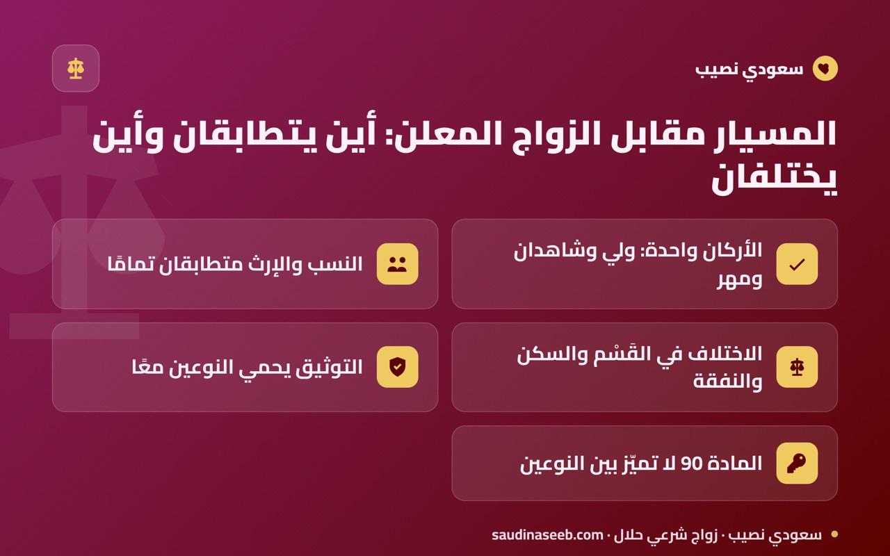 المسيار مقابل الزواج المعلن: أين يتطابقان وأين يختلفان