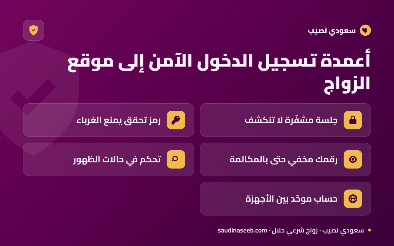 أعمدة تسجيل الدخول الآمن إلى موقع الزواج