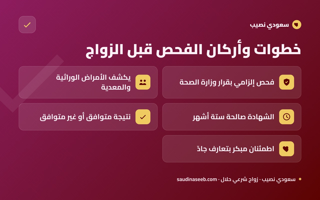 خطوات وأركان الفحص قبل الزواج