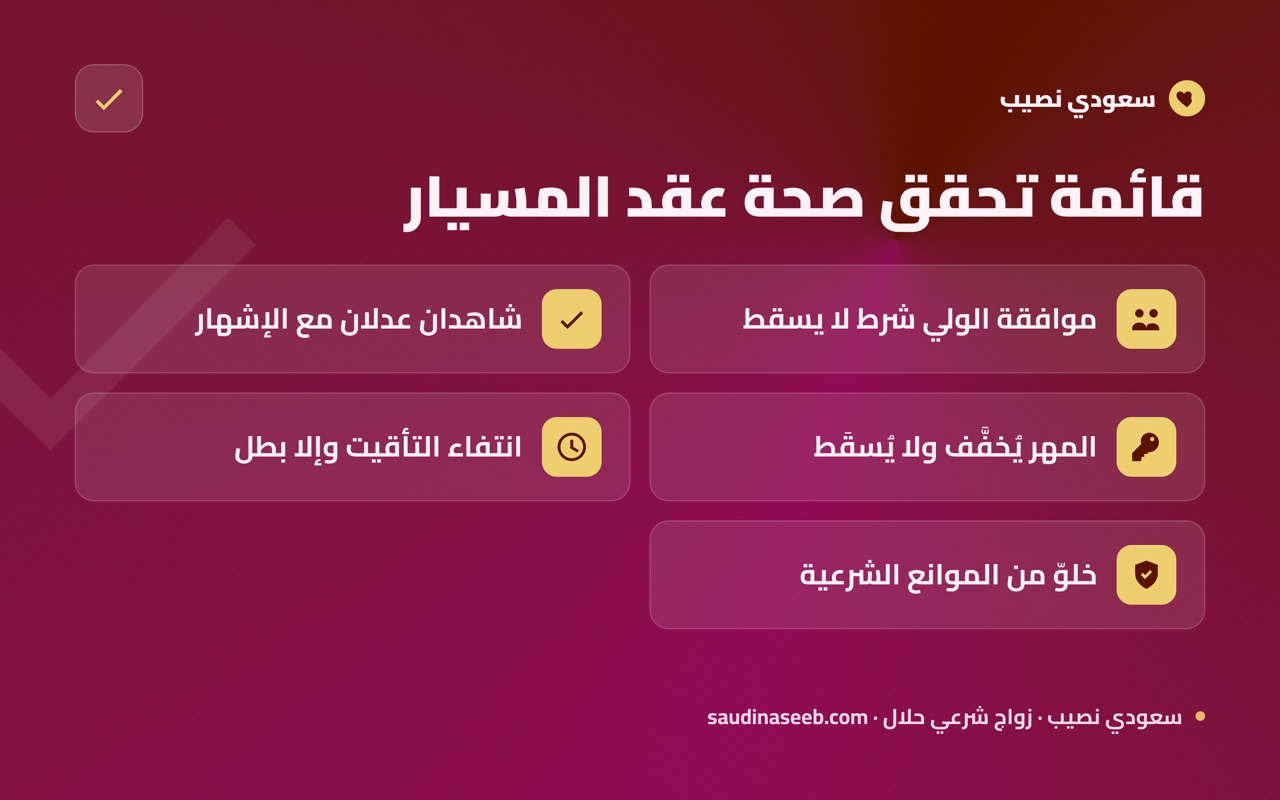 قائمة تحقق صحة عقد المسيار