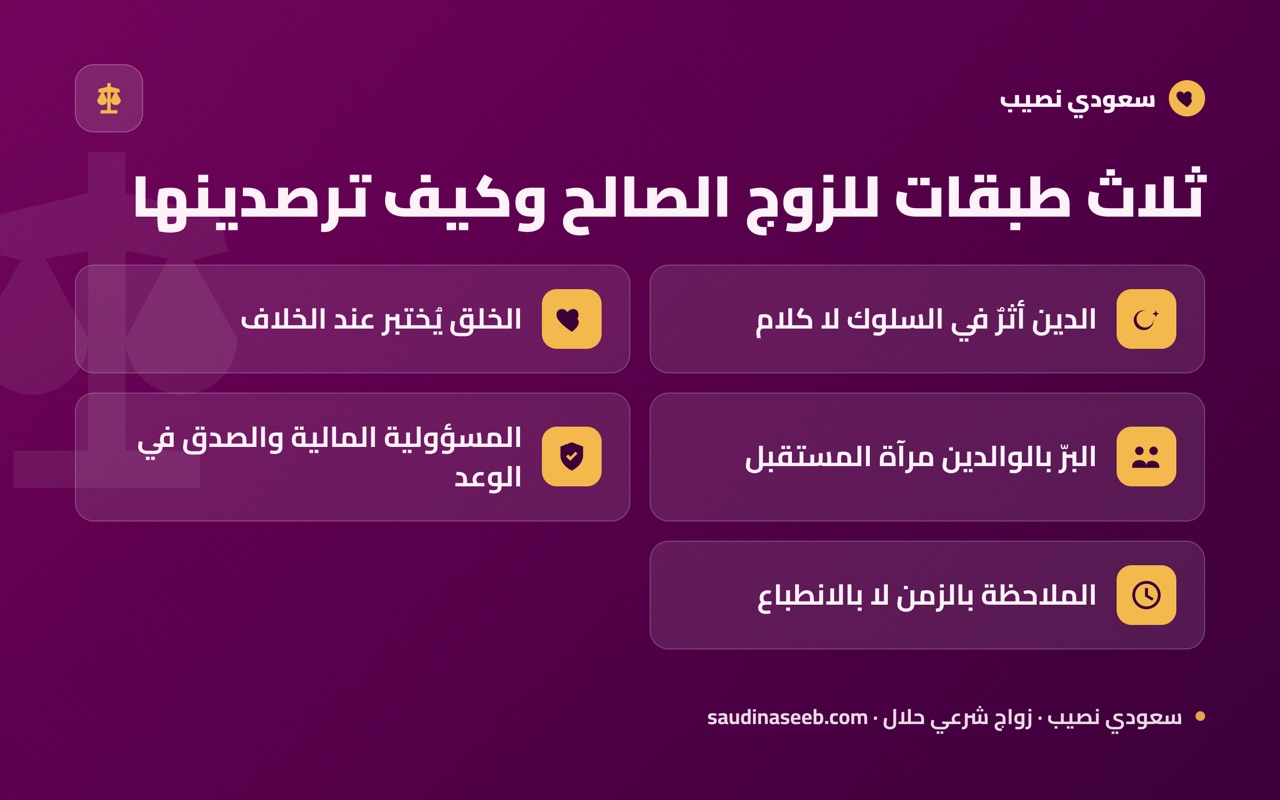 ثلاث طبقات للزوج الصالح وكيف ترصدينها