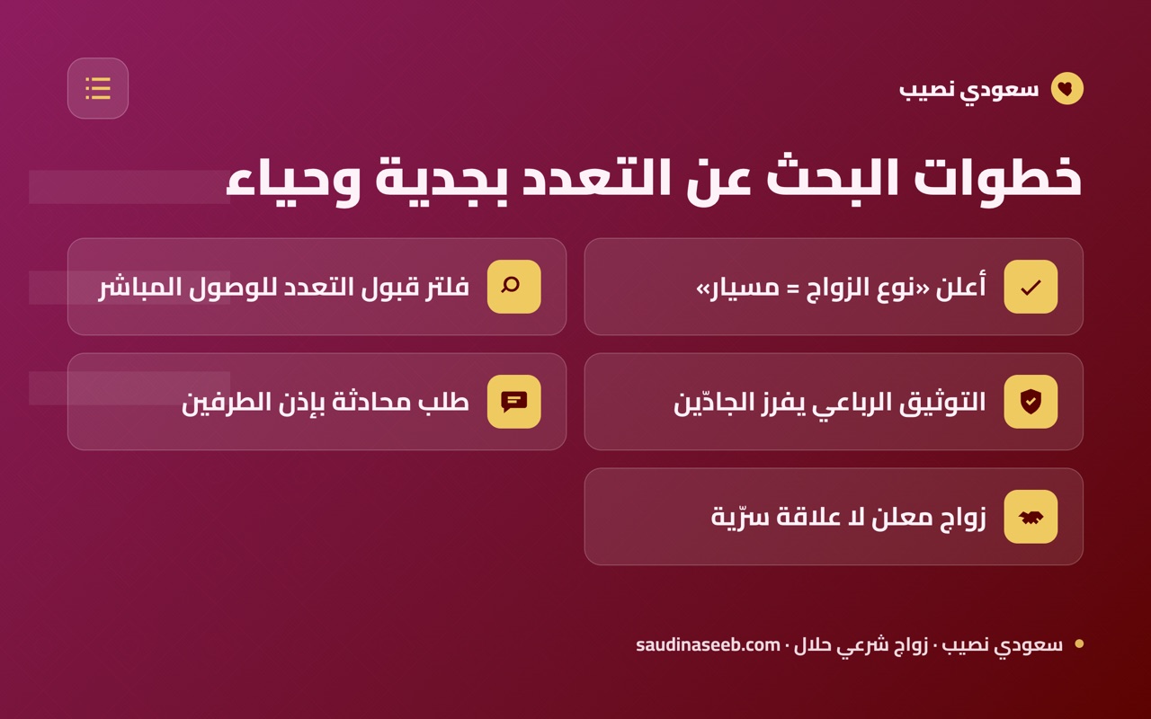 خطوات البحث عن التعدد بجدية وحياء