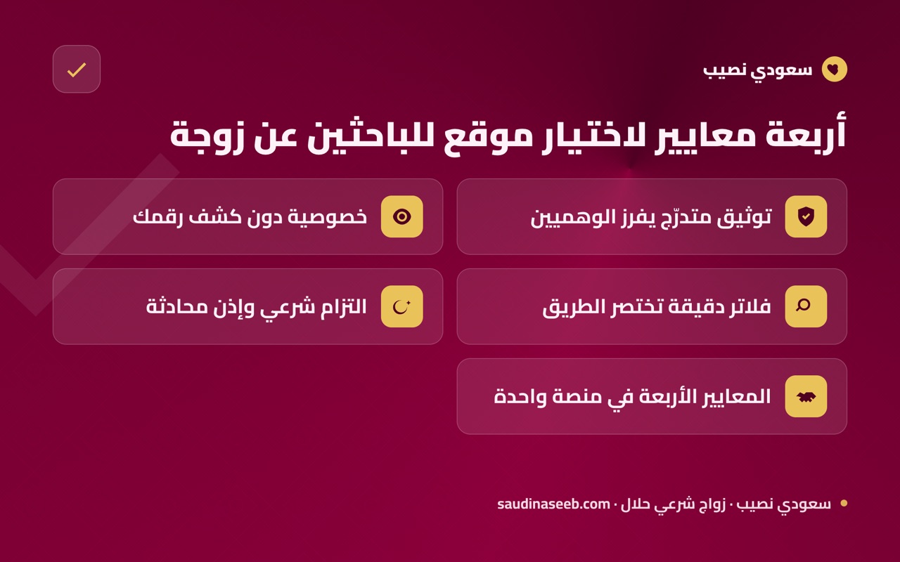 أربعة معايير لاختيار موقع للباحثين عن زوجة
