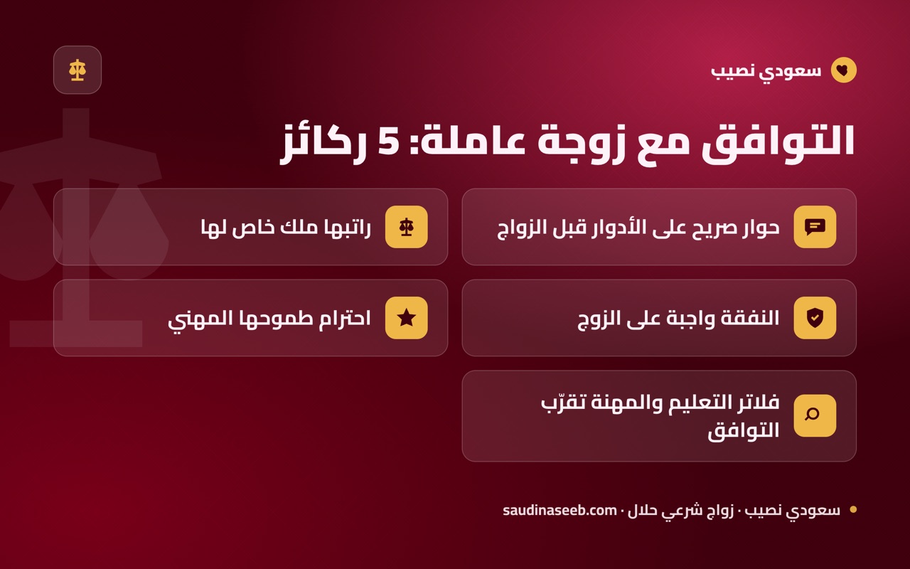 التوافق مع زوجة عاملة: 5 ركائز